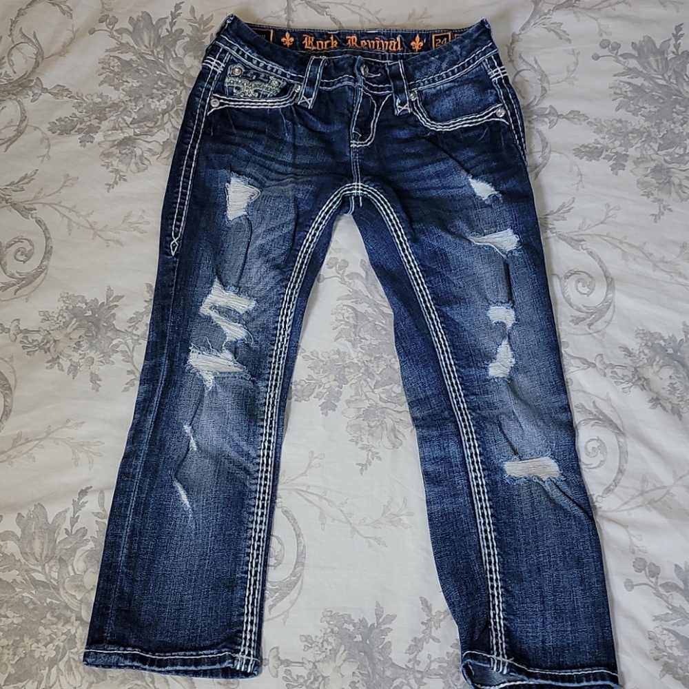 Rock Revival nacy crop capris 24